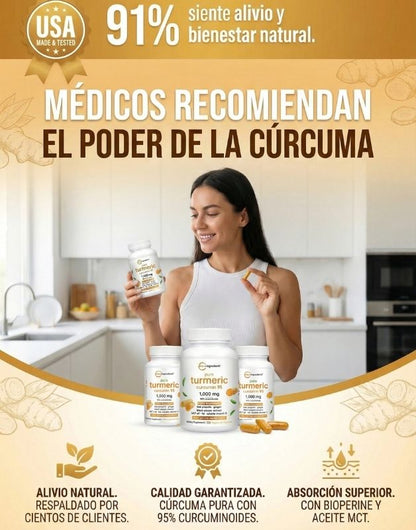 Turmeric Curcumin 95% de MicroIngredients®  120 Capsulas, Bienestar Articular con Máxima Absorción